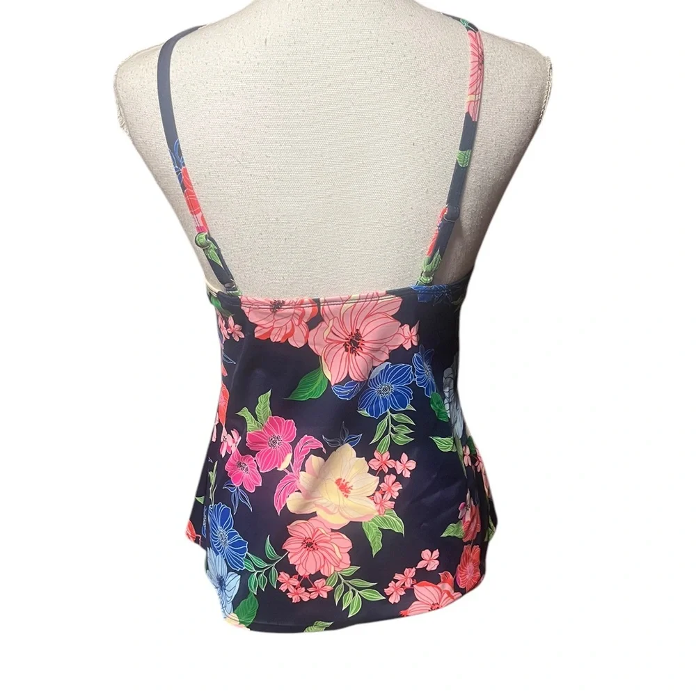Liz Claiborne Floral Cut Out‎ Tankini Top NWT